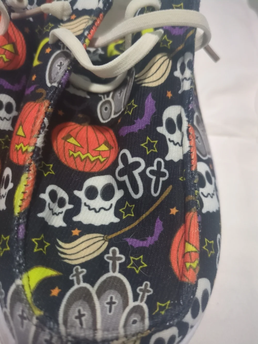 Kids Halloween Pumpkin & Skull Slip-On Shoes - Black
